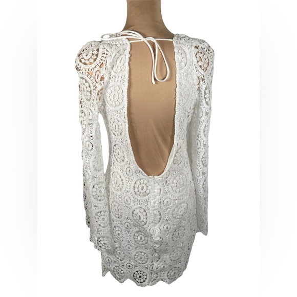 Seven Wonders Elegant White Crochet Lace Pattern Dress SZ 6 - Picture 2 of 6